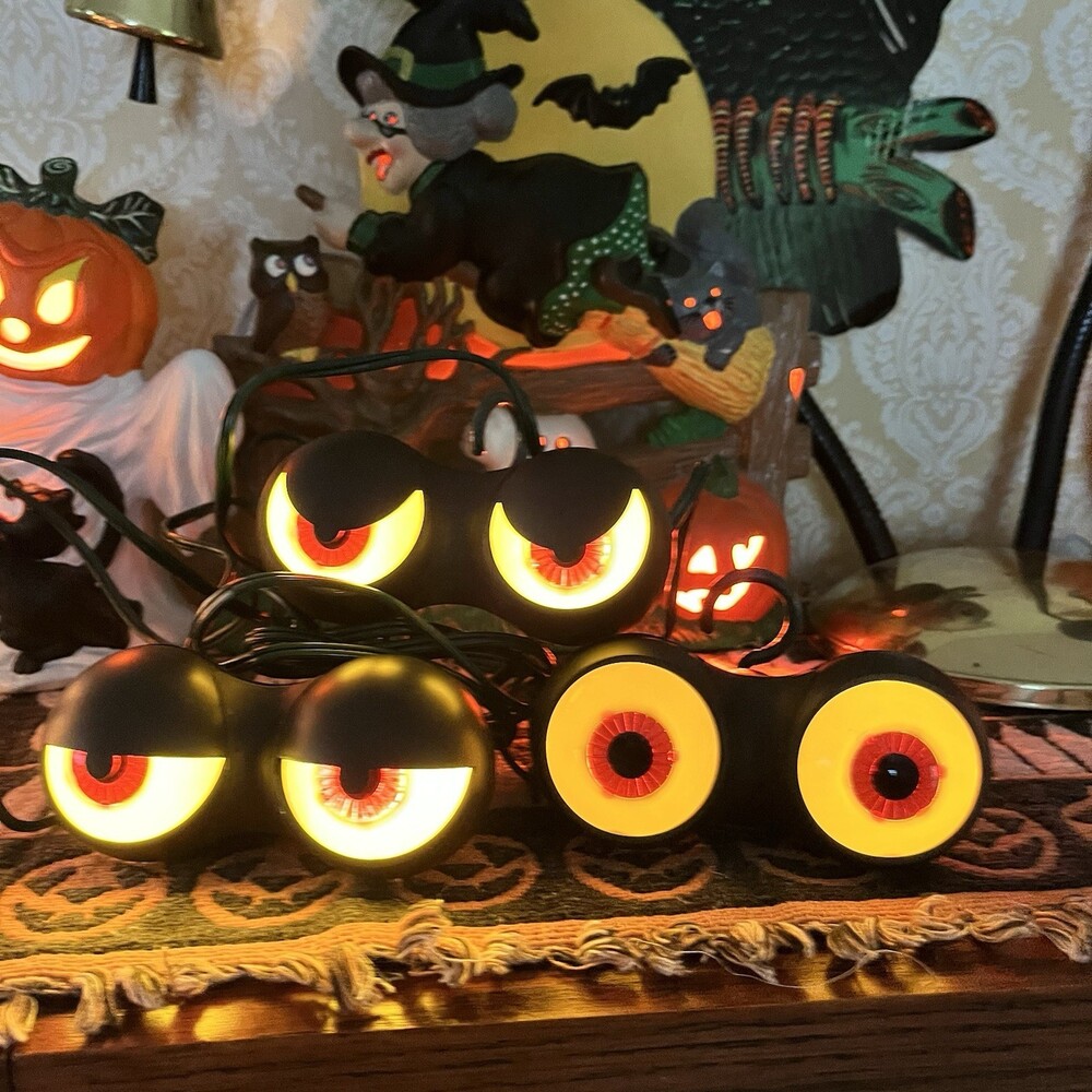 VTG 90s Peep n Peepers Halloween Light Set 3 Spooky Flash Eyes Open Box NIP Work